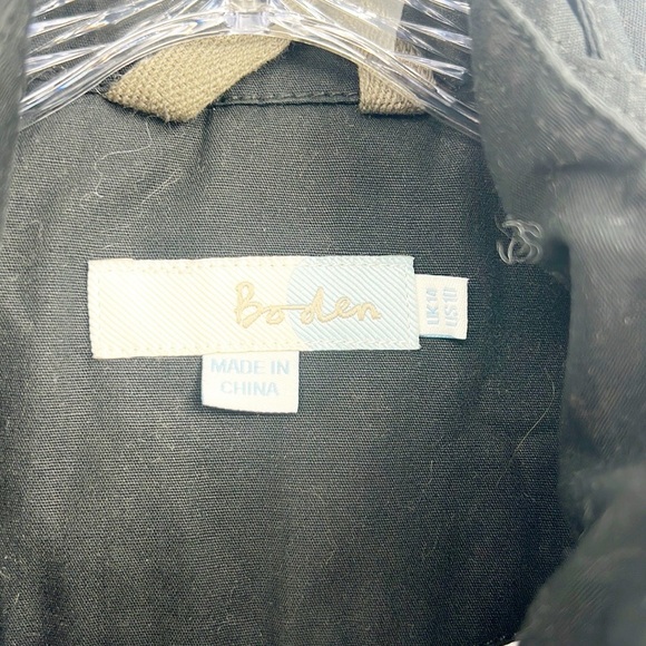 Boden Field Jacket Waxed Fitted Coat size 10 Plaid Lining Black with green trim - Picture 7 of 13